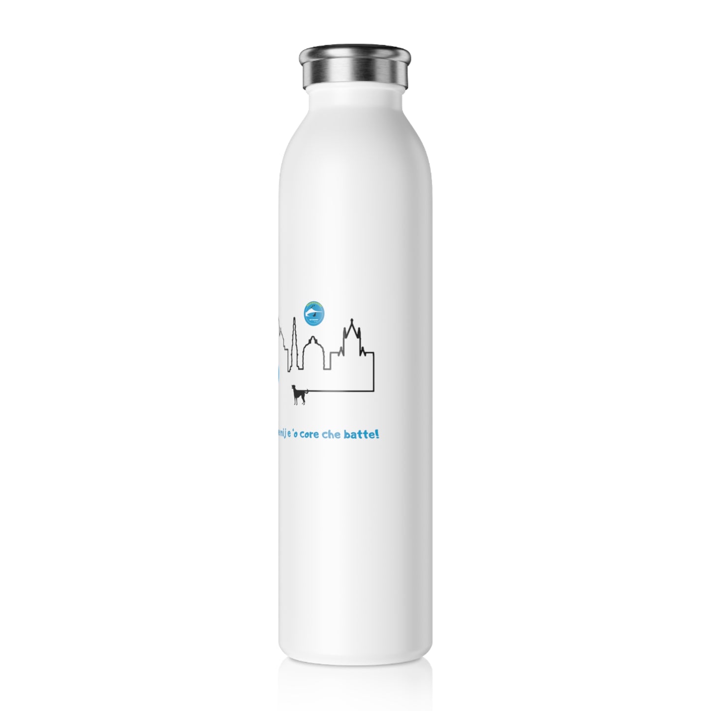 Borraccia Termica donna Acciaio Inox 600 ml "Napoli Skyline & Cane"– Design Esclusivo & Eco-Friendly