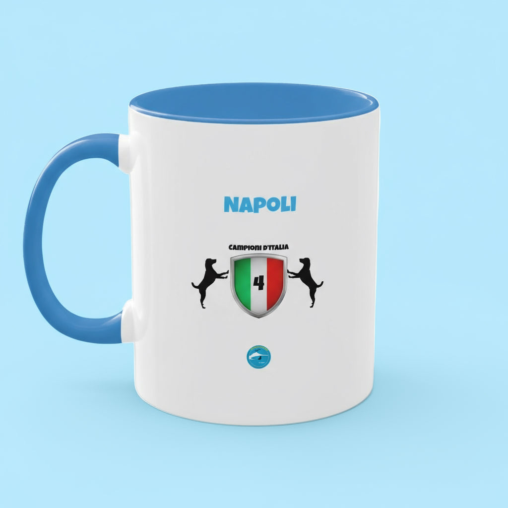Tazza Bicolore Napoli 4° Scudetto - Design Esclusivo 2 Cani