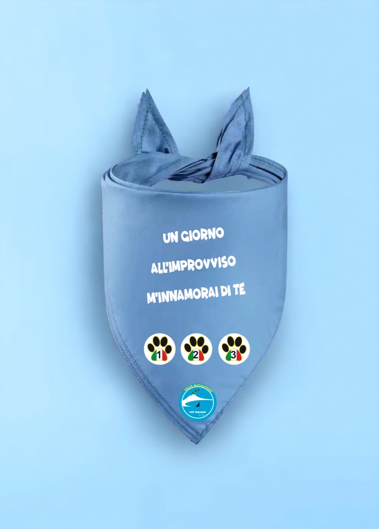 Bandane per Cani “Un giorno all’improvviso m’innamorai di te”- 100% Cotone