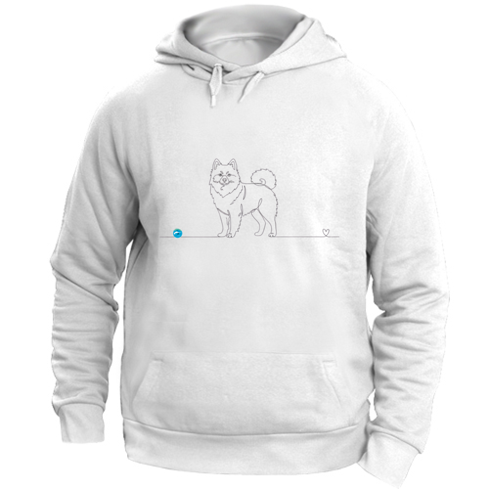 Felpa Unisex con Cappuccio - Spitz di Pomerania - Line Art