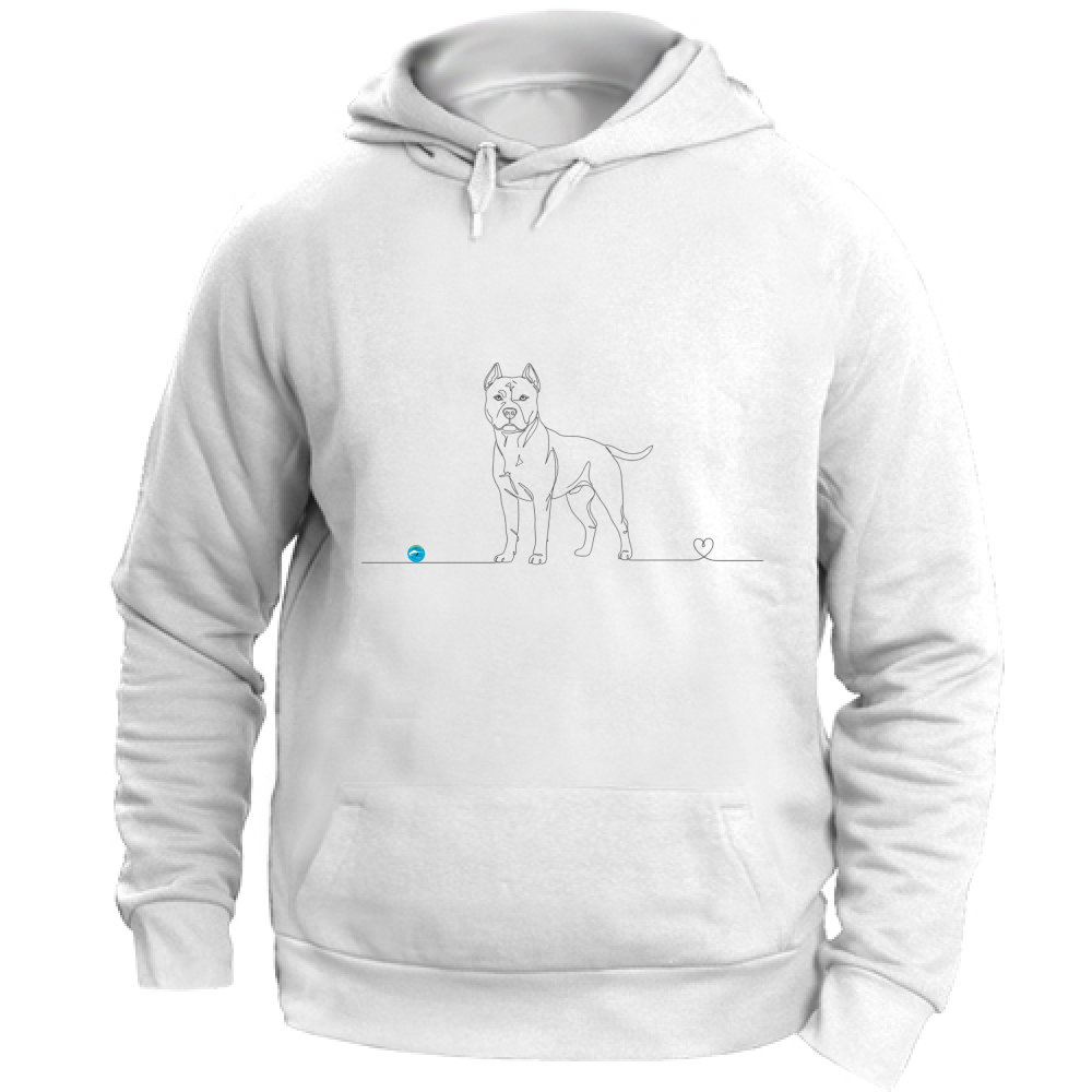Felpa Unisex con Cappuccio - Pitbull e cuore - Line Art