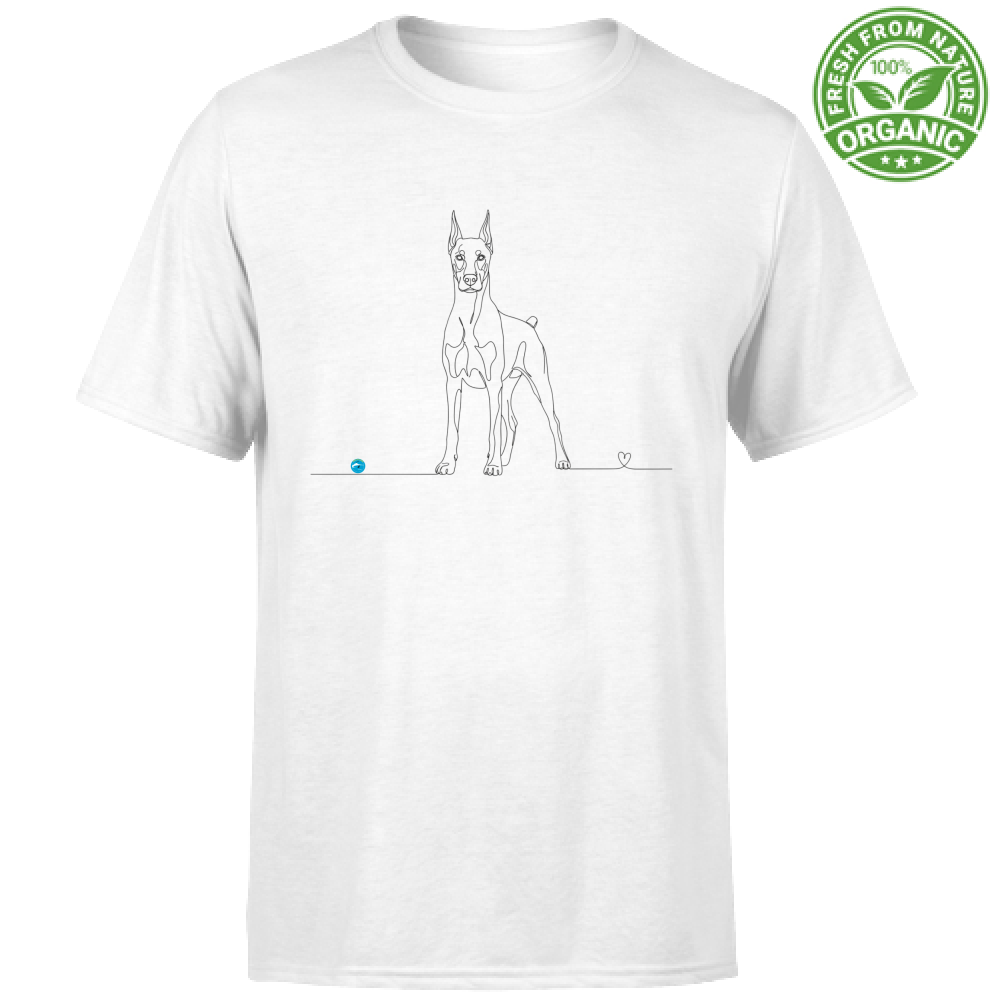 T-Shirt Unisex cotone biologico - Dobermann e cuore - Line Art