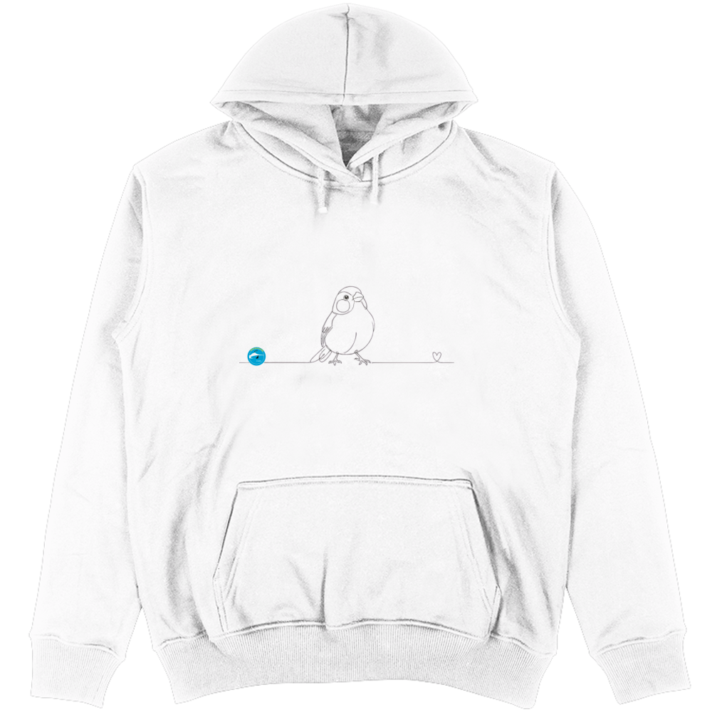 Felpa Unisex con Cappuccio - Canarino e cuore - Line Art