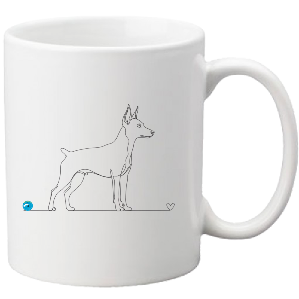 Tazza Pinscher e cuore - Line Art