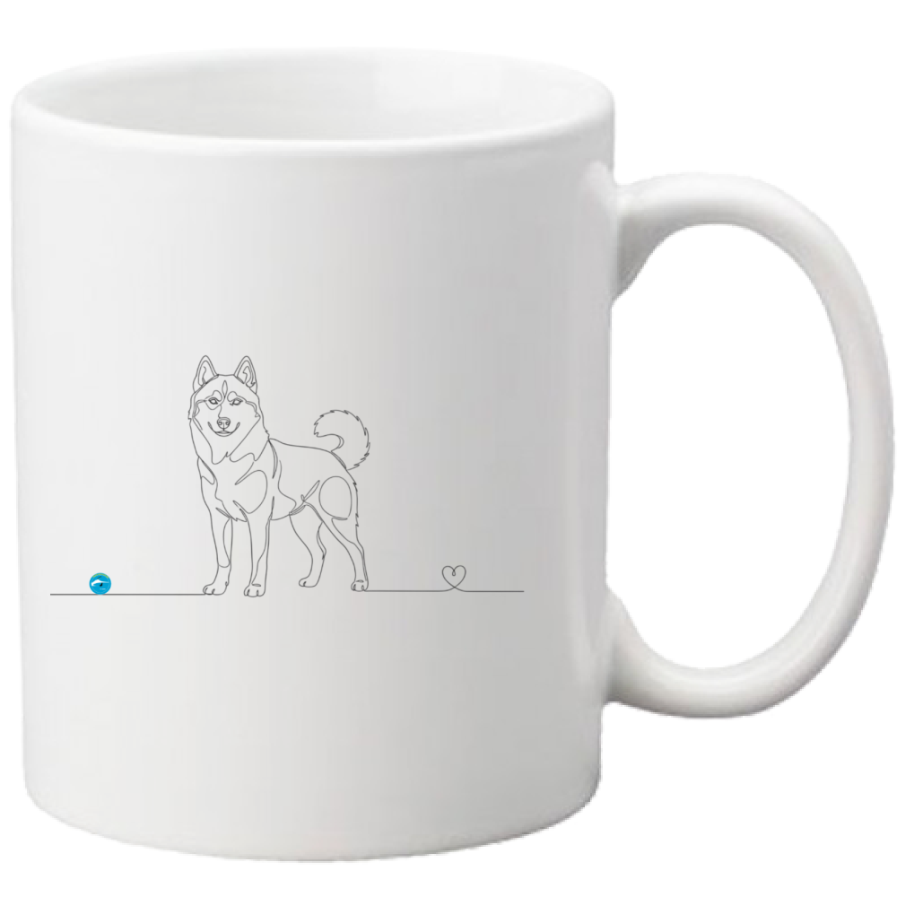 Tazza Husky e cuore - Line Art