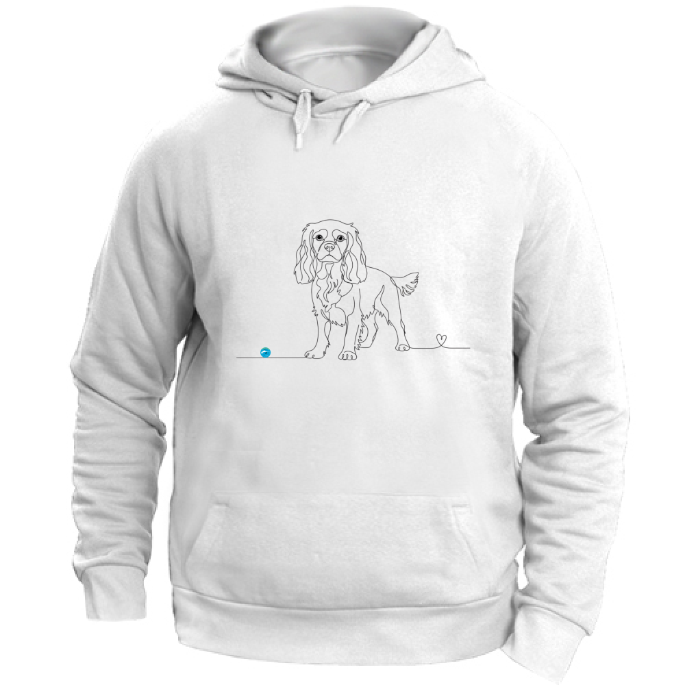 Felpa Unisex con Cappuccio - Cavalier King Charles - Line Art