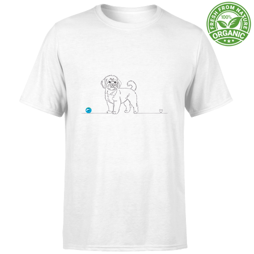 T-Shirt Unisex cotone biologico- Maltipoo e cuore - Line Art