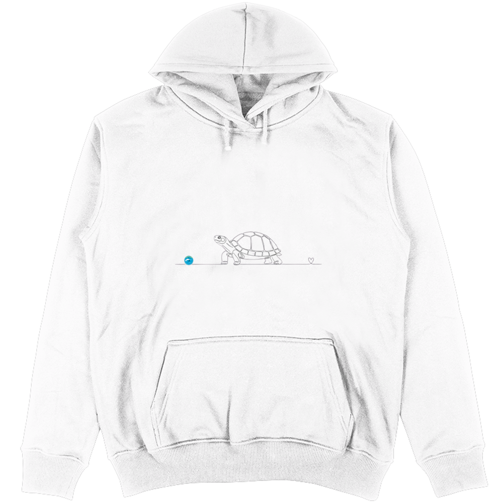 Felpa Unisex con Cappuccio - Tartaruga e cuore - Line Art