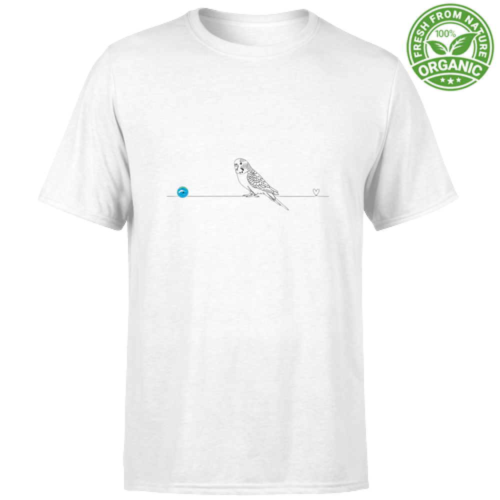 T-Shirt Unisex cotone biologico - Pappagallino e cuore - Line Art