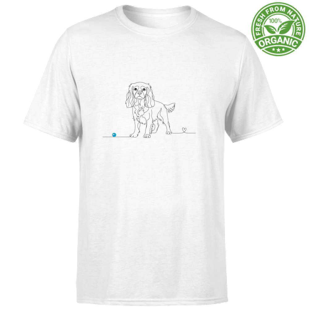 T-Shirt Unisex cotone biologioco- Cavalier King Charles - Line Art