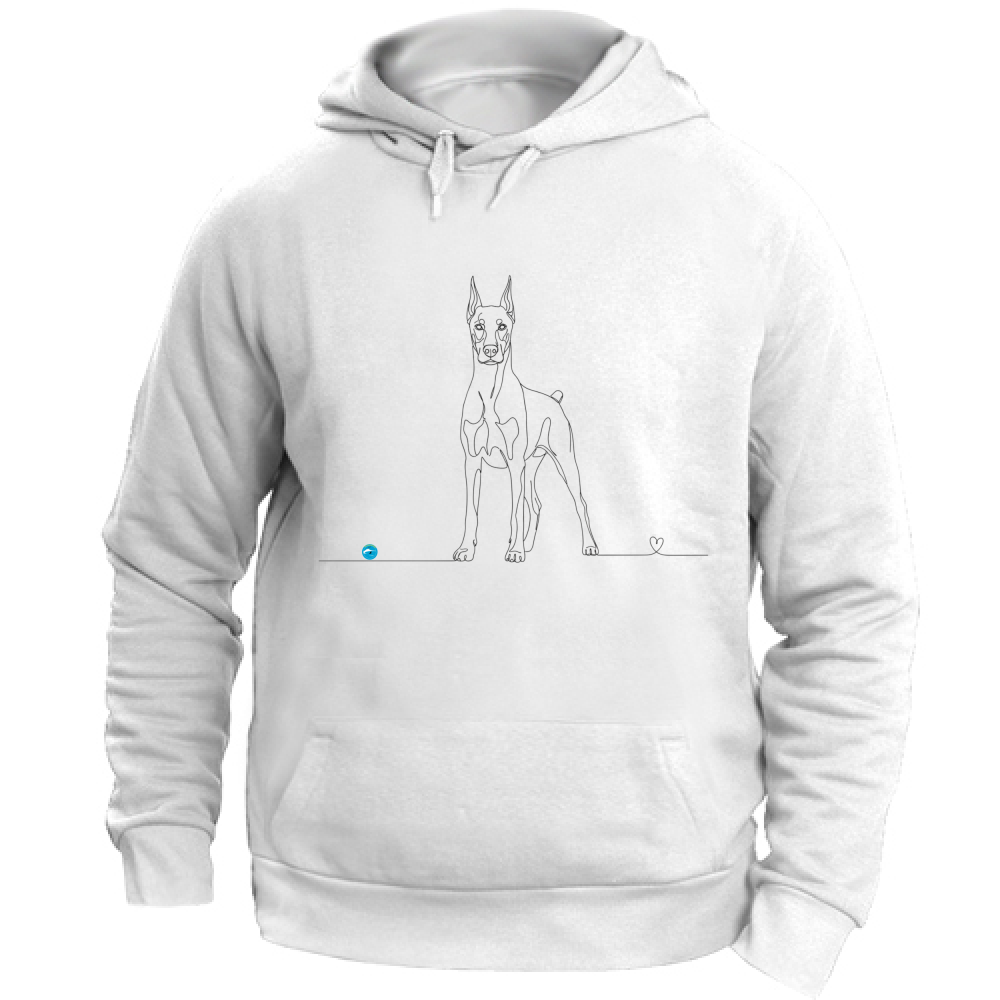 Felpa Unisex con Cappuccio - Dobermann e cuore - Line Art