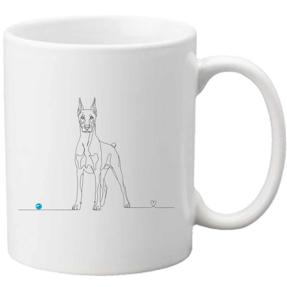 Tazza Dobermann e cuore - Line Art