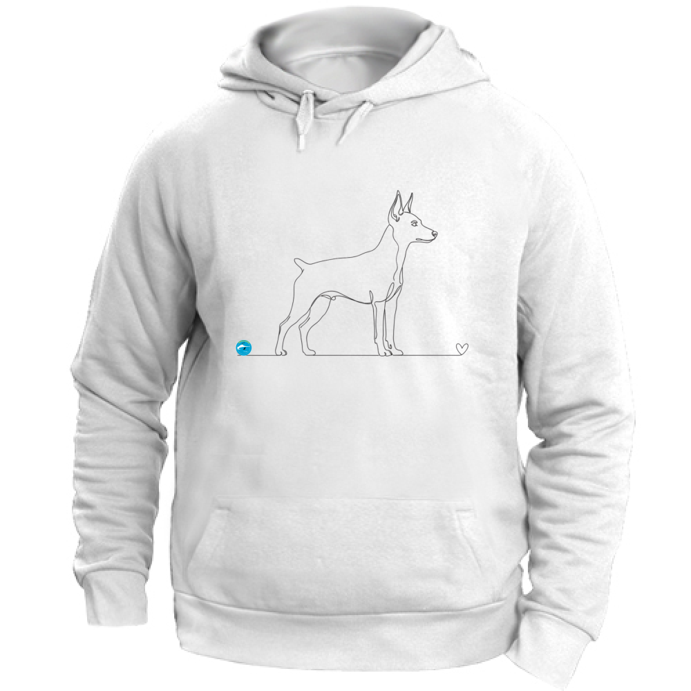 Felpa Unisex con Cappuccio - Pinscher e cuore - Line Art