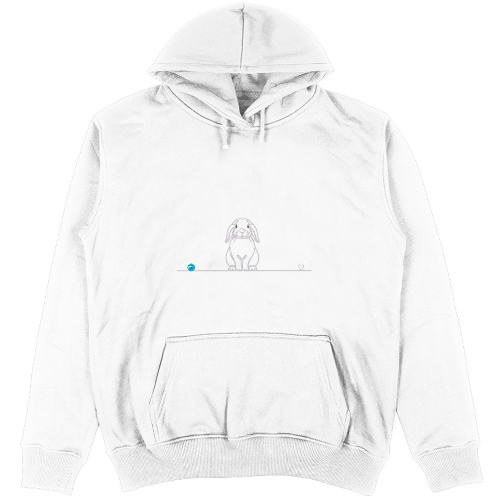 Felpa Unisex con Cappuccio - Coniglio Ariete e cuore - Line Art