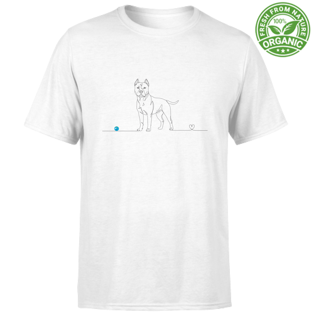 T-Shirt Unisex cotone biologico - Pitbull e cuore - Line Art
