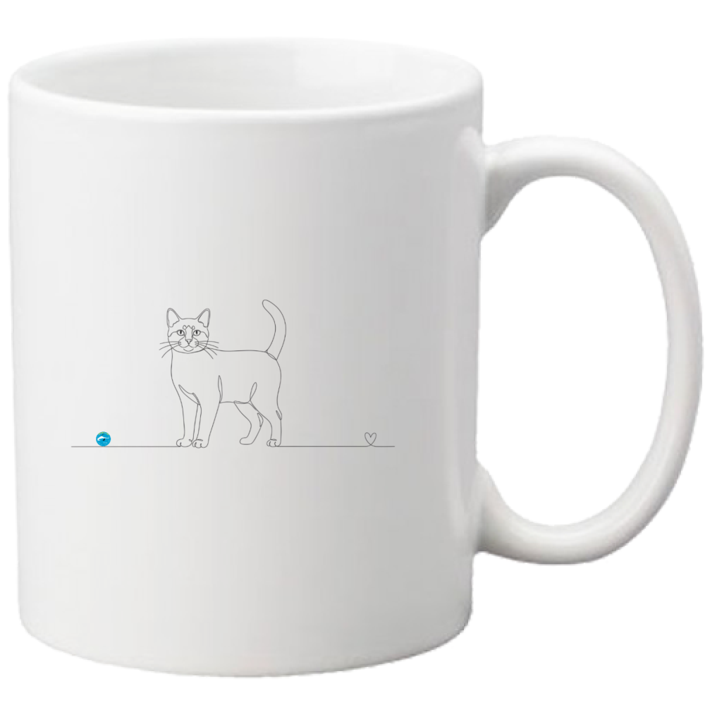 Tazza Gatto a pelo corto e cuore - Line Art