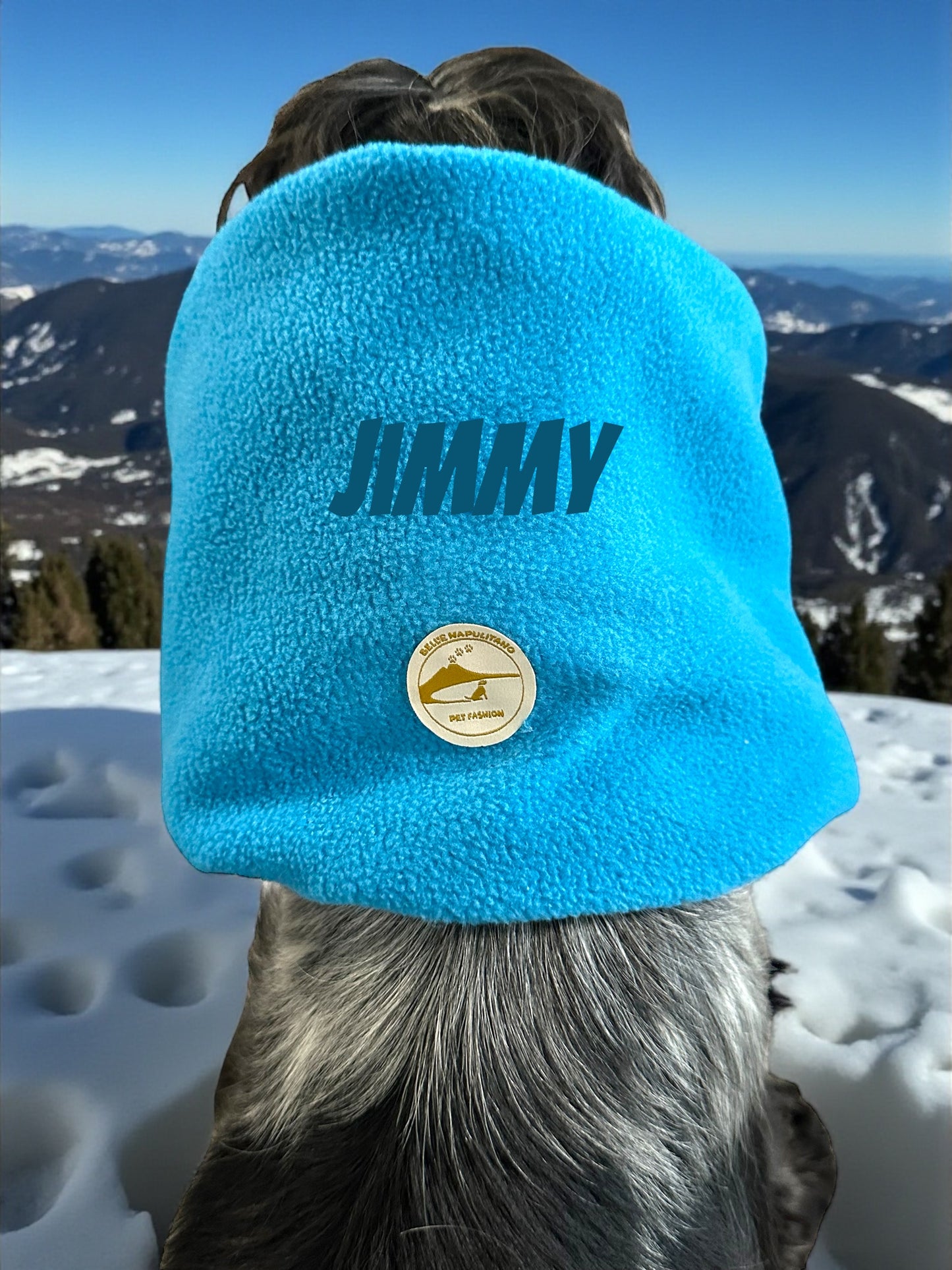 Snood cane in Pile personalizzabile /copri orecchie caldo invernale color azzurro.