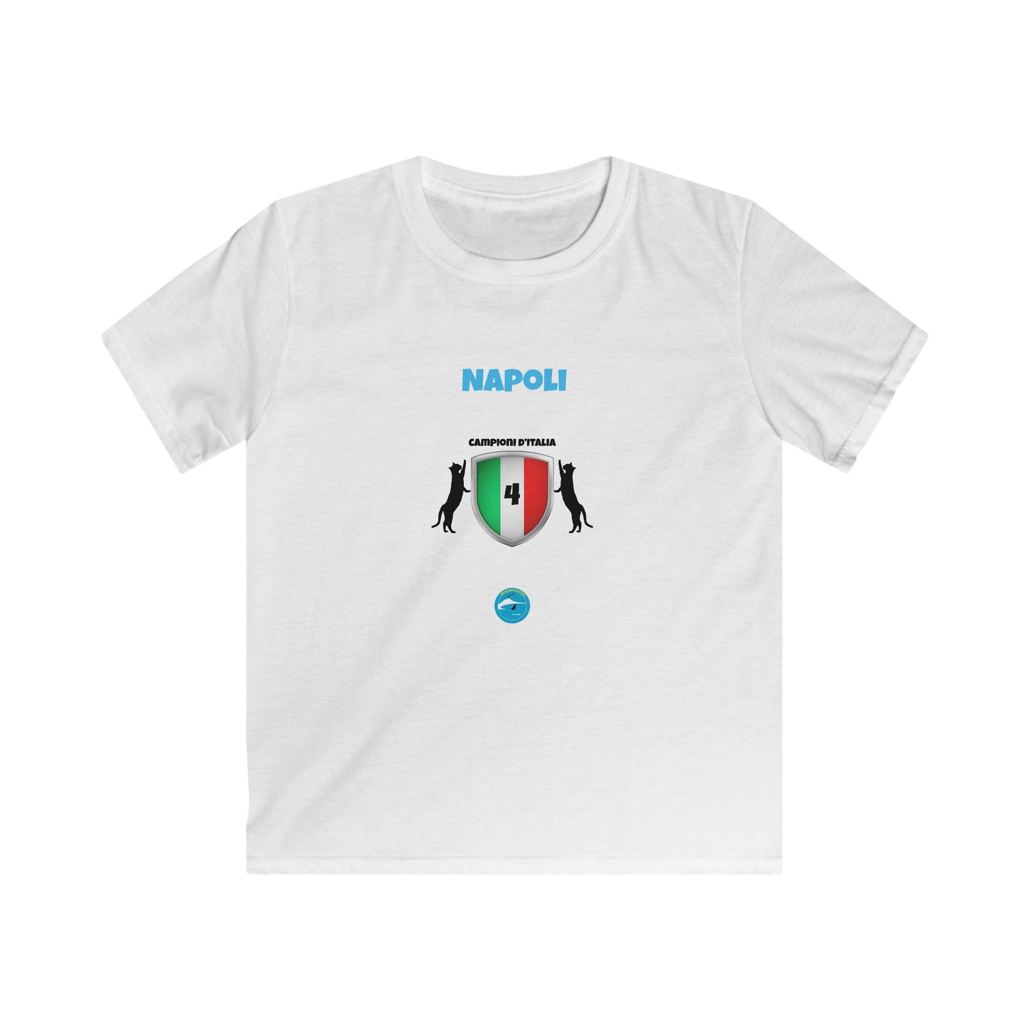 T-Shirt Bambino Softstyle Napoli 4° Scudetto - Design Esclusivo 2 Gatti