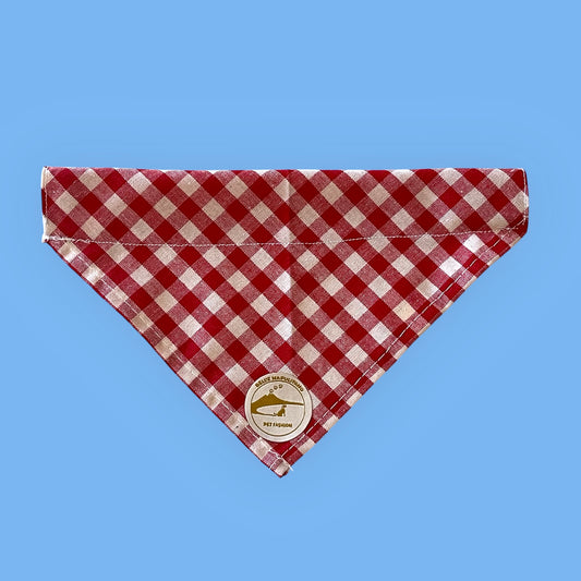 Bandana per Cani Sartoriale Rosso e bianco a Quadretti in Cotone