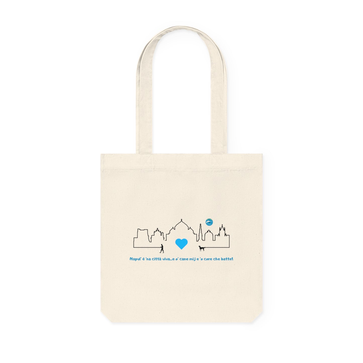 Borsa Tote uomo Riciclata "Napoli Skyline & Cane" – Design Esclusivo & 80% Cotone Eco
