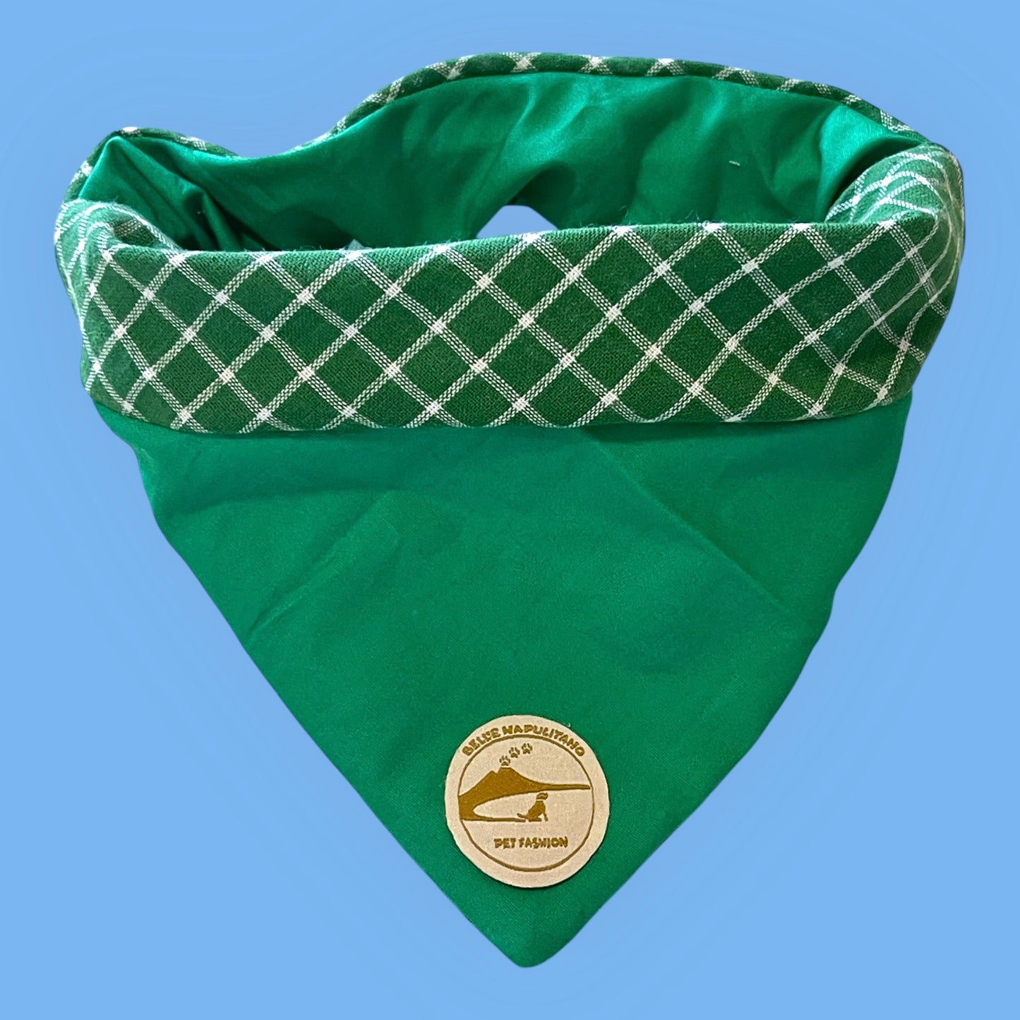 Bandana per Cani verde a Quadretti Double-Face e Personalizzata