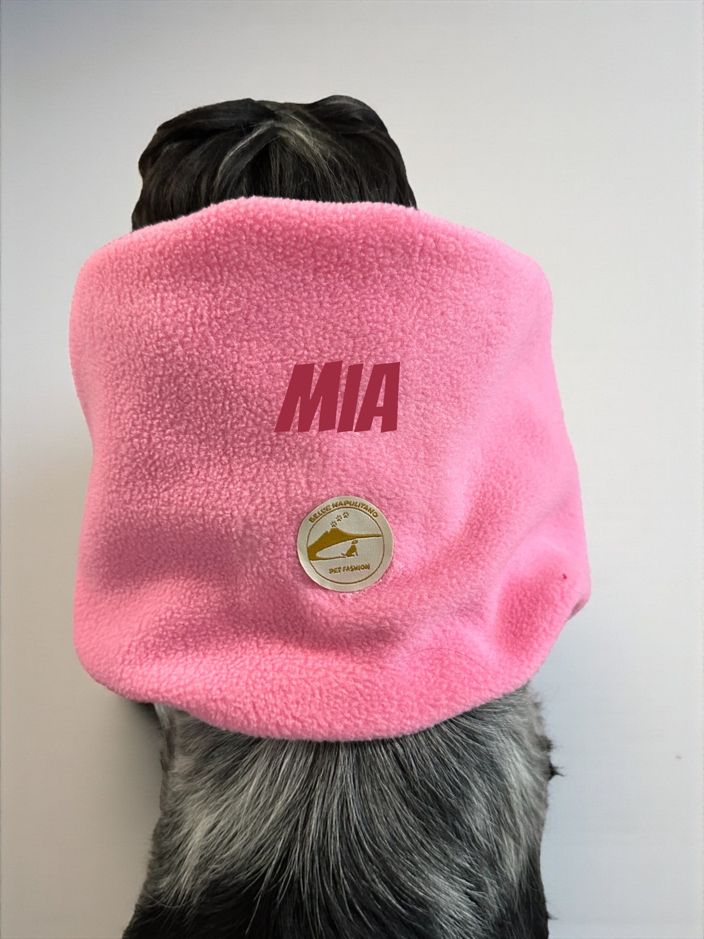 Snood cane in Pile personalizzabile / copri orecchie caldo invernale color rosa.