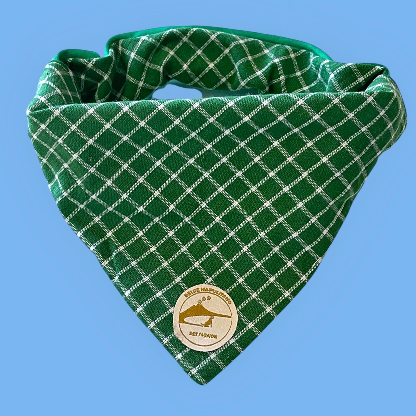 Bandana per Cani verde a Quadretti Double-Face e Personalizzata