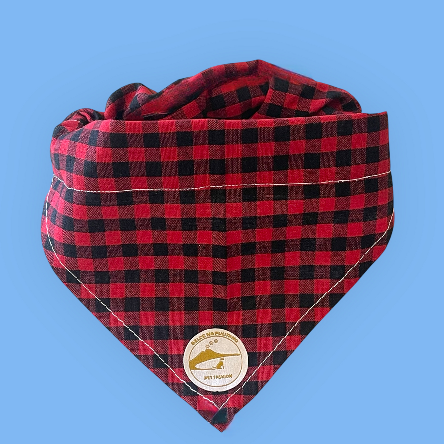 Bandana per Cani Sartoriale nero e rosso a Quadretti in Cotone