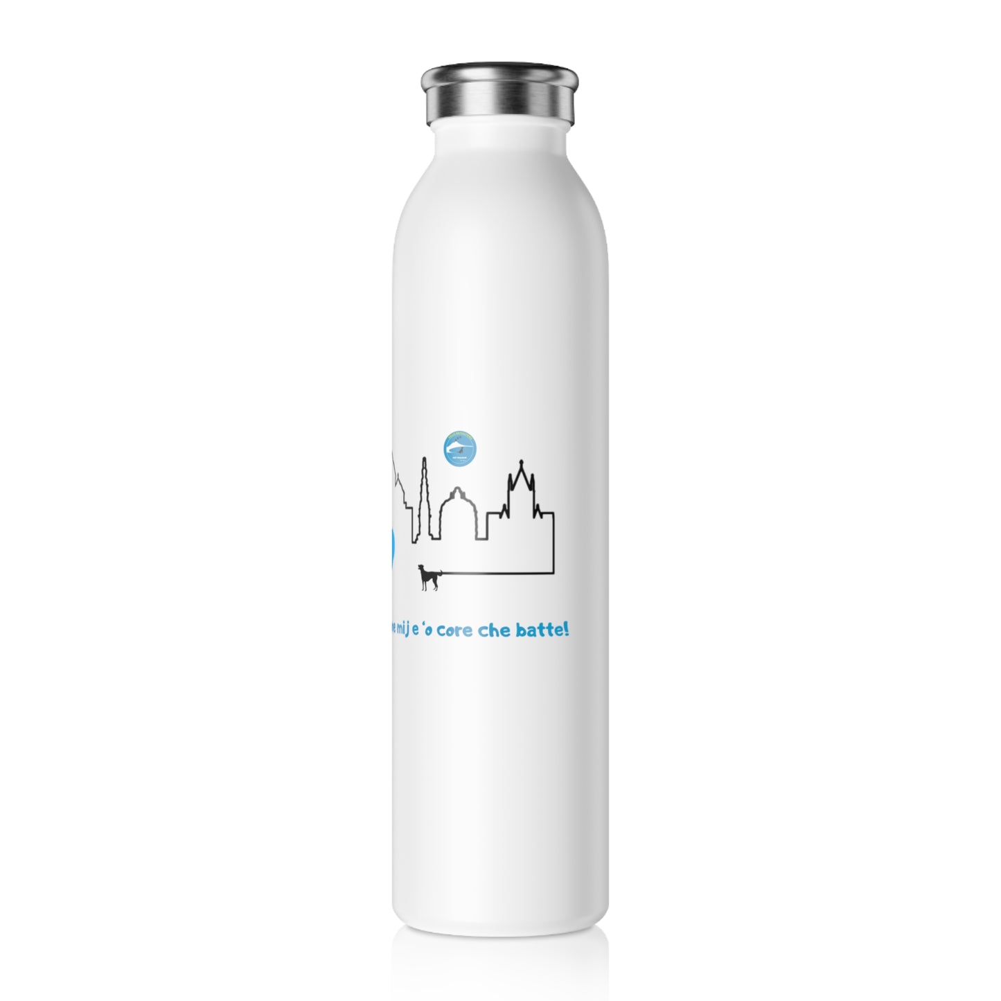 Borraccia Termica uomo Acciaio Inox 600 ml "Napoli Skyline & Cane" – Design Esclusivo & Eco-Friendly