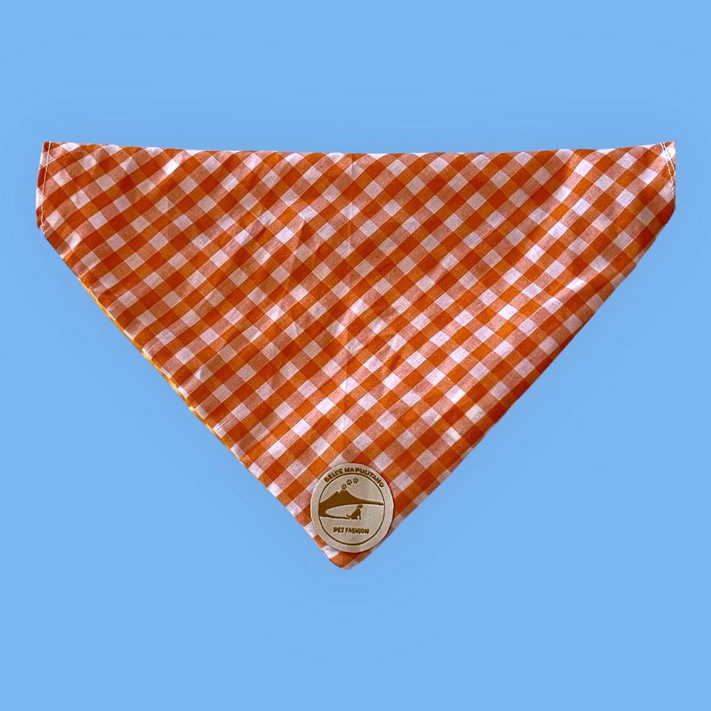 Bandana per Cani arancione a Quadretti Double-Face e Personalizzata