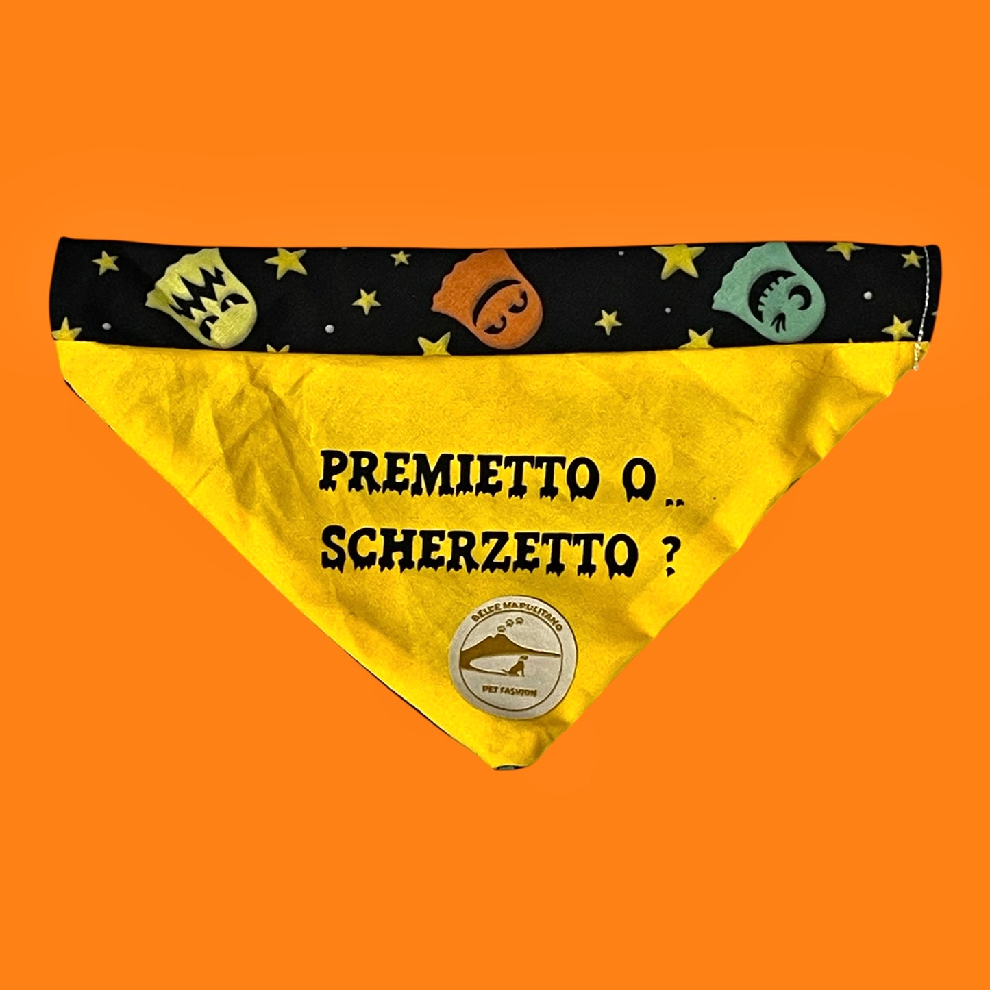 Bandana Cane Double-Face Halloween: Zucche, Fantasmini & "Premietto o Scherzetto"