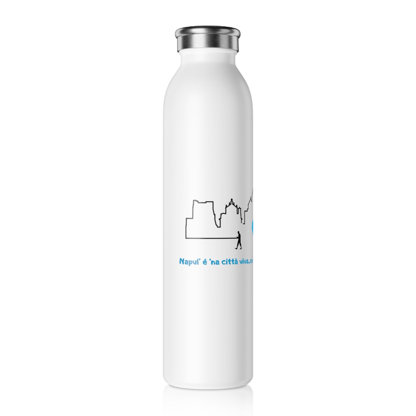 Borraccia Termica uomo Acciaio Inox 600 ml "Napoli Skyline & Cane" – Design Esclusivo & Eco-Friendly