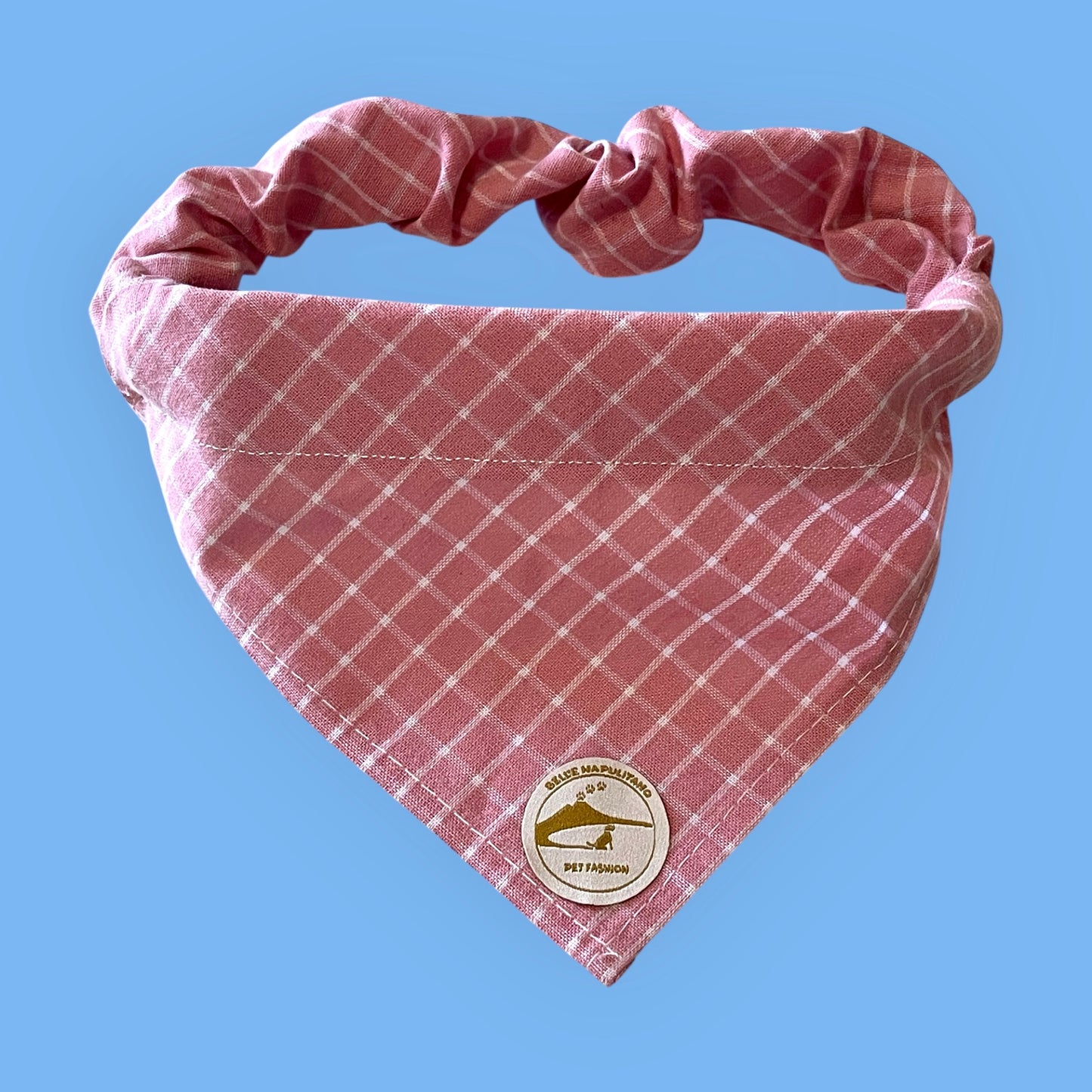 Bandana per Cani Sartoriale Rosa a Quadretti in Cotone