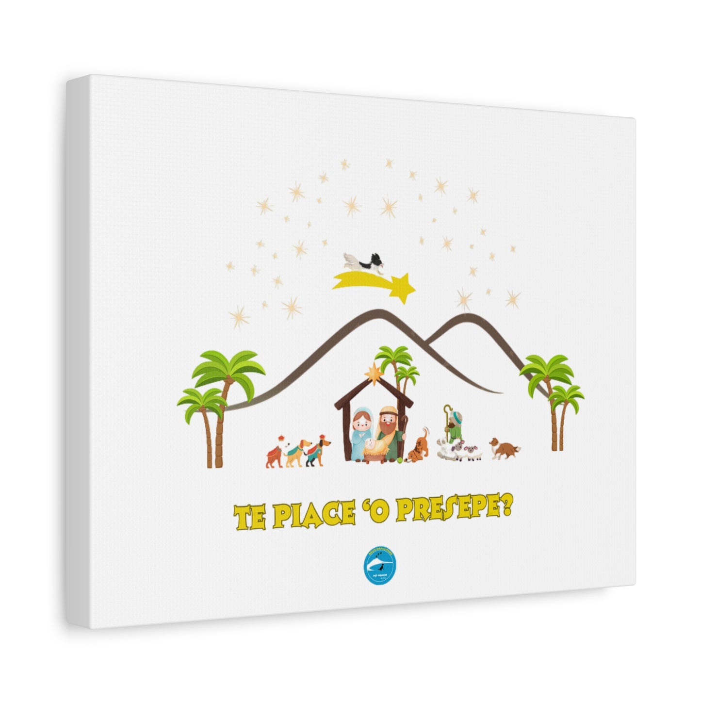 Quadro in Tela Natalizio “Te piace ‘o Presepe?" | Stampa Esclusiva, Cornice in Legno Etico