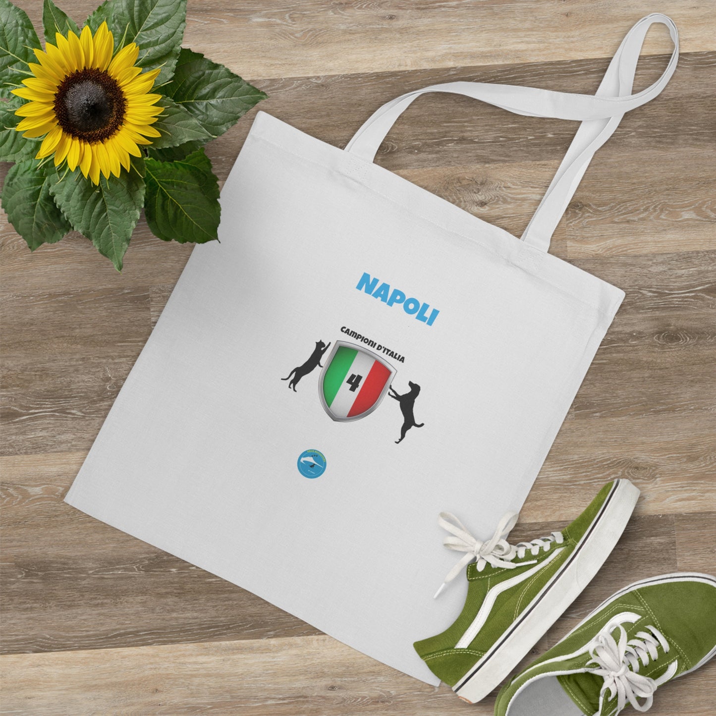 Borsa Shopper Tote Napoli 4° Scudetto - Design Esclusivo Cane & Gatto | 100% Cotone