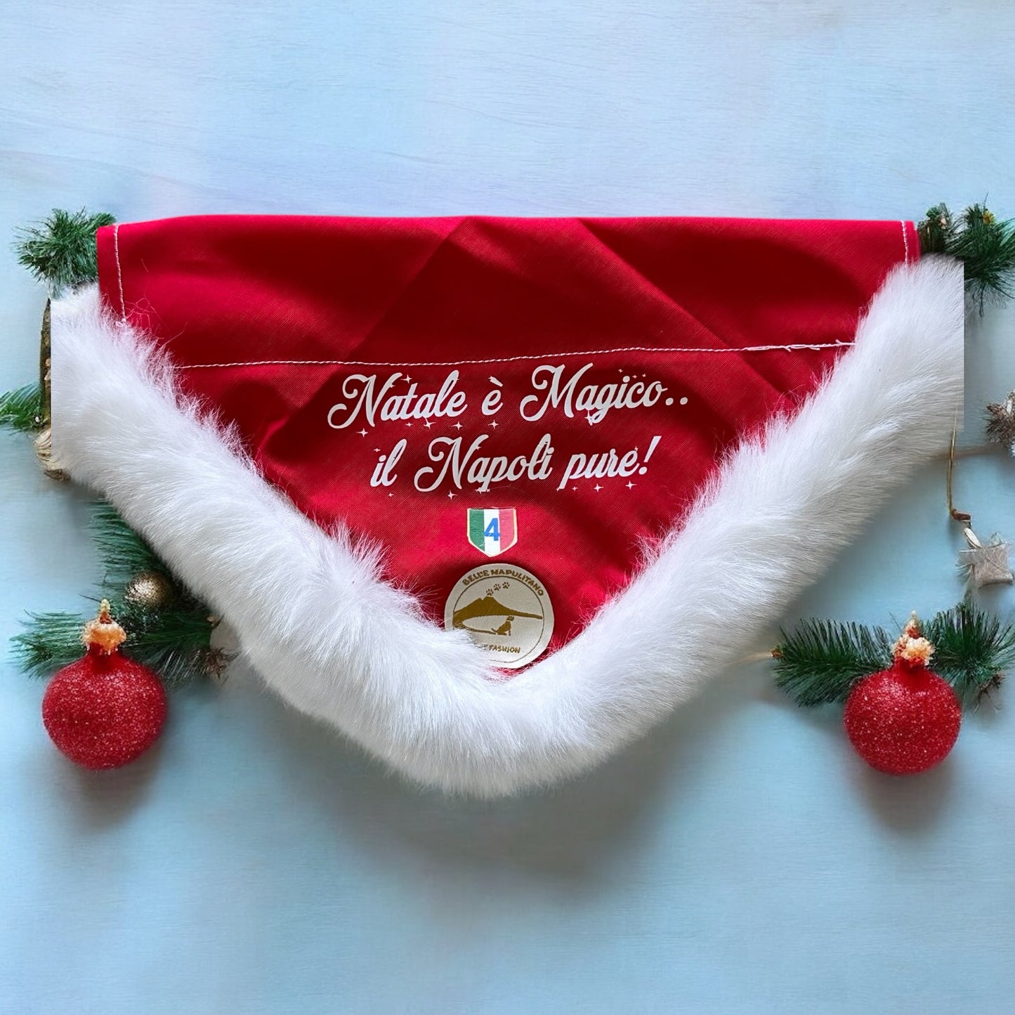 Bandana Natalizia per cani - Calcio Napoli - “ Natale è magico .. il Napoli pure!