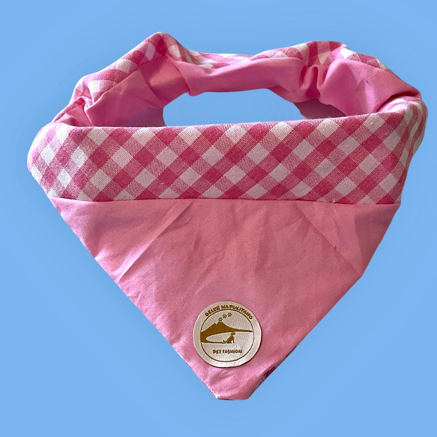 Bandana per Cani Rosa a Quadretti Double-Face e Personalizzata
