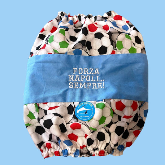 Snood sartoriale double-face per cocker con scritta ricamata “Forza Napoli .. Sempre!”