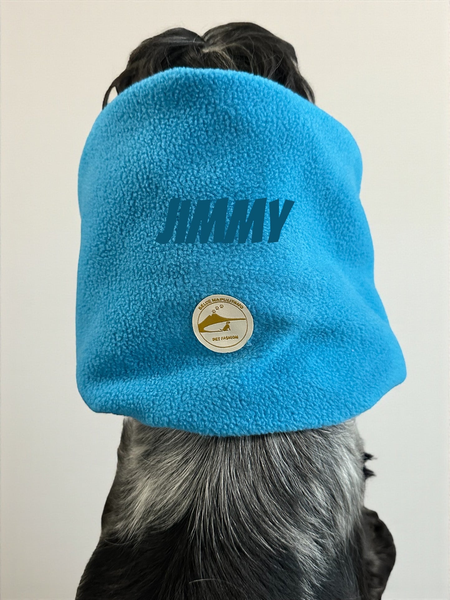 Snood cane in Pile personalizzabile /copri orecchie caldo invernale color azzurro.
