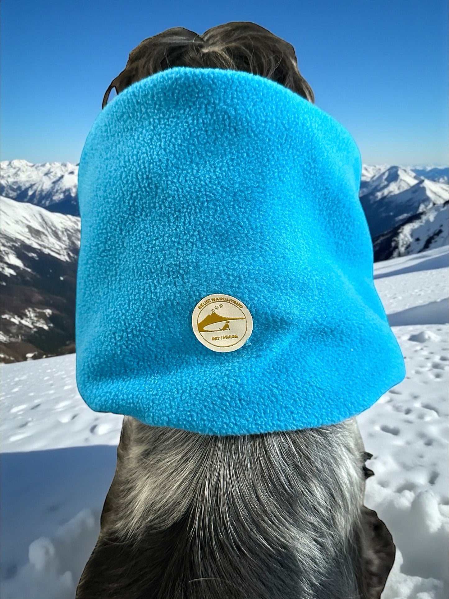 Snood cane in Pile personalizzabile /copri orecchie caldo invernale color azzurro.