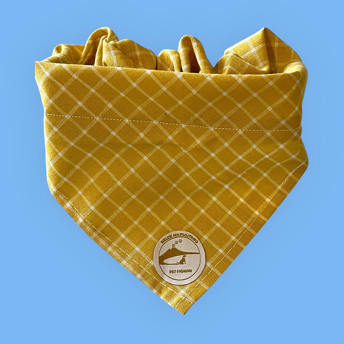 Bandana per Cani Sartoriale gialla a Quadretti in Cotone