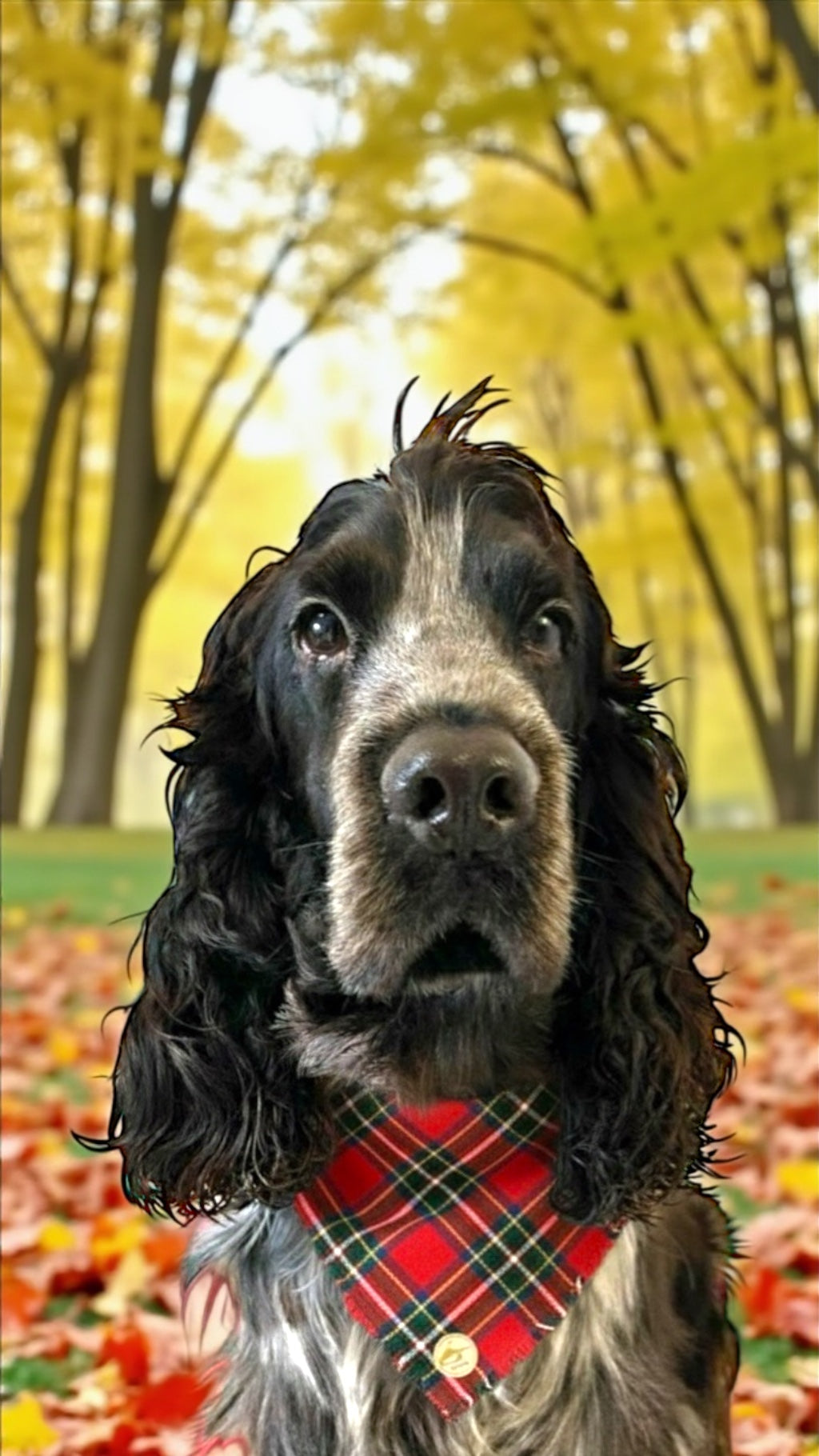 Bandana tartan per cani invernale morbida e calda sfrangiata - (Rosso e verde)