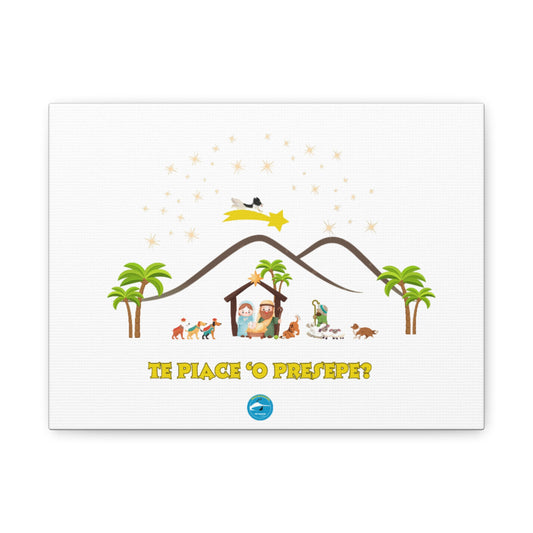 Quadro in Tela Natalizio “Te piace ‘o Presepe?" | Stampa Esclusiva, Cornice in Legno Etico