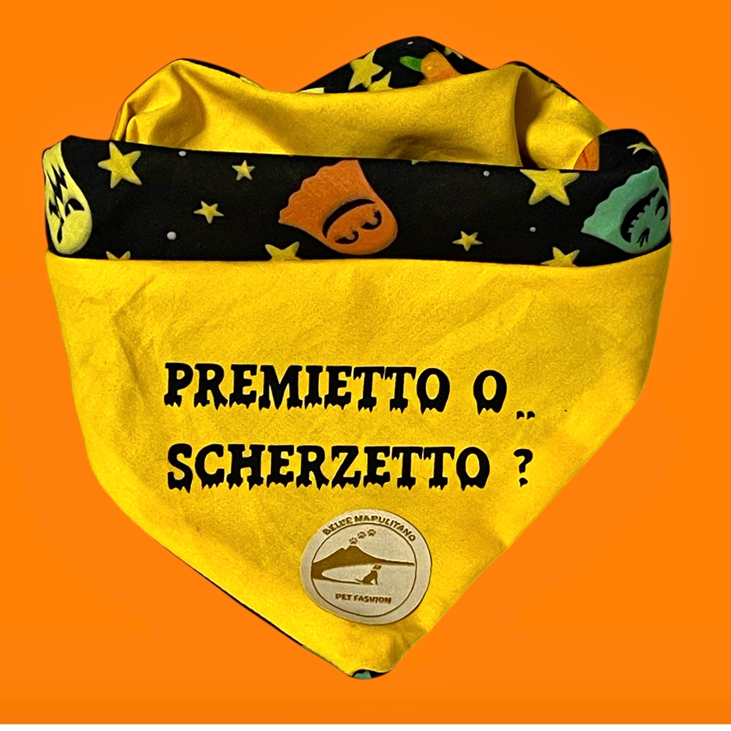 Bandana Cane Double-Face Halloween: Zucche, Fantasmini & "Premietto o Scherzetto"