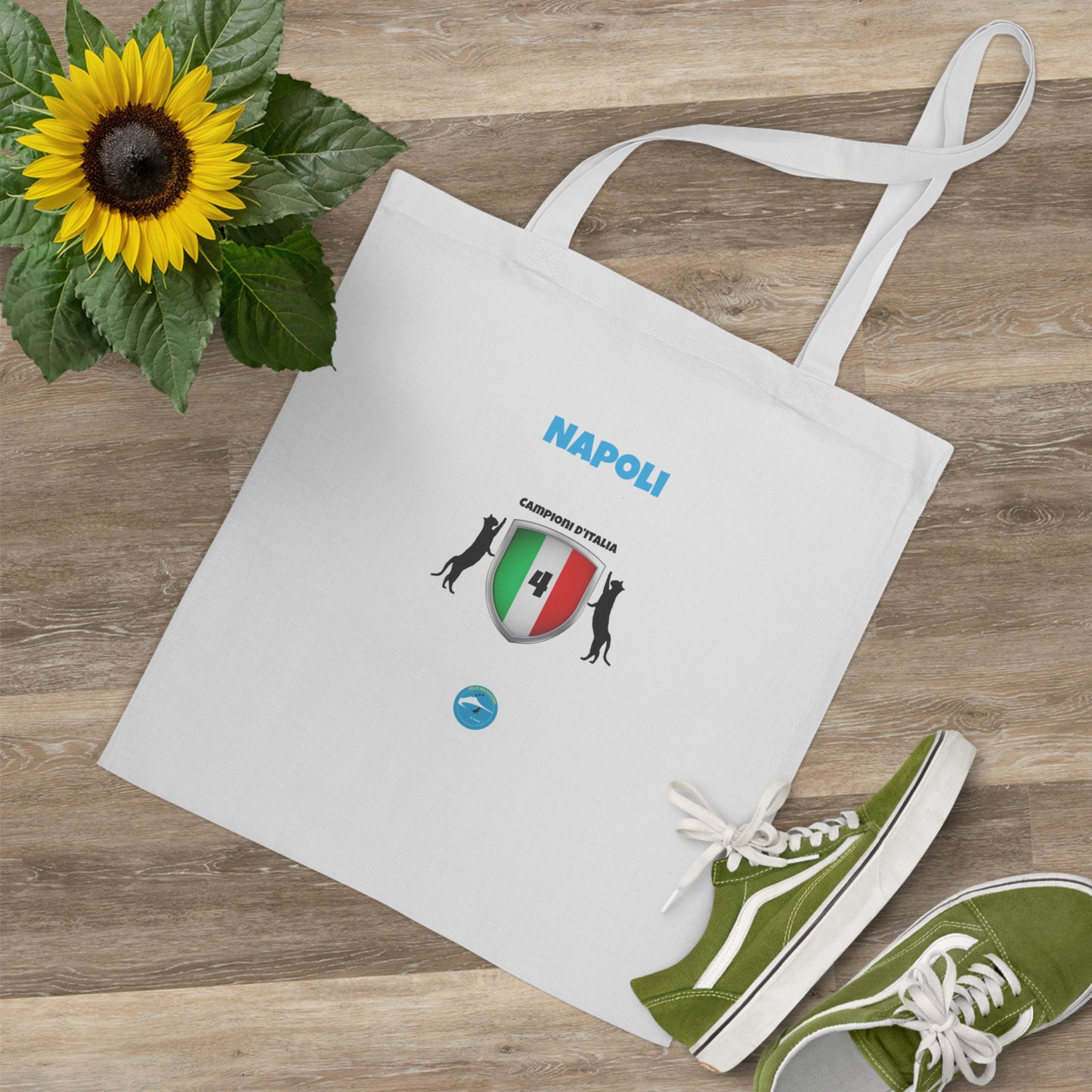 Borsa Shopper Tote Napoli 4° Scudetto - Design Esclusivo 2 Gatti | 100% Cotone