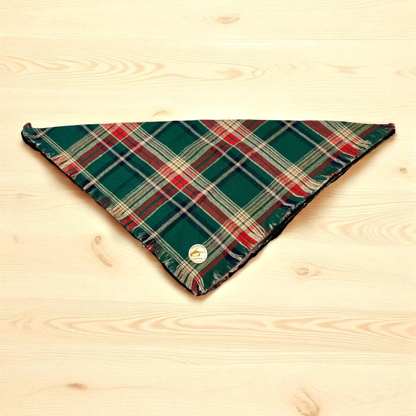 Bandana tartan per cani invernale  morbida e calda sfrangiata - (Verde-bianco-rosso)
