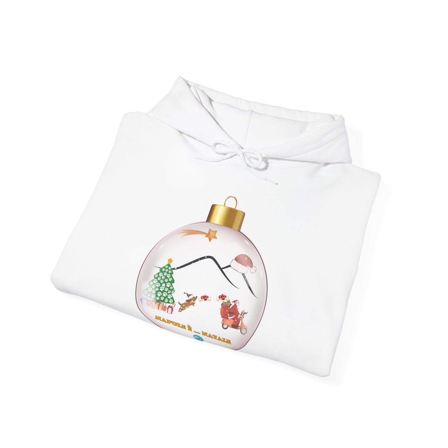 Felpa unisex Natalizia con cappuccio “Napule è” per adulti