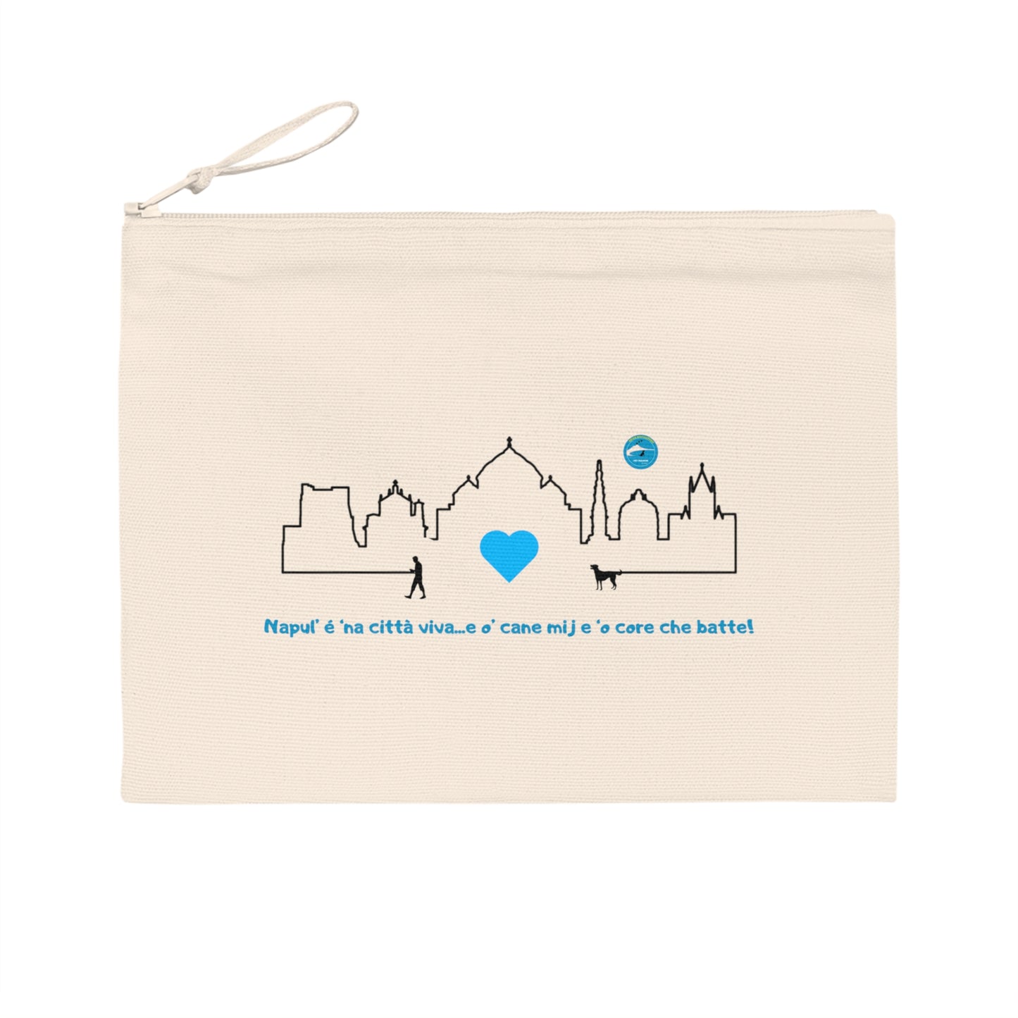 Astuccio Riciclato uomo "Napoli Skyline & Cane" – Design Esclusivo Uomo & 80% Cotone Eco