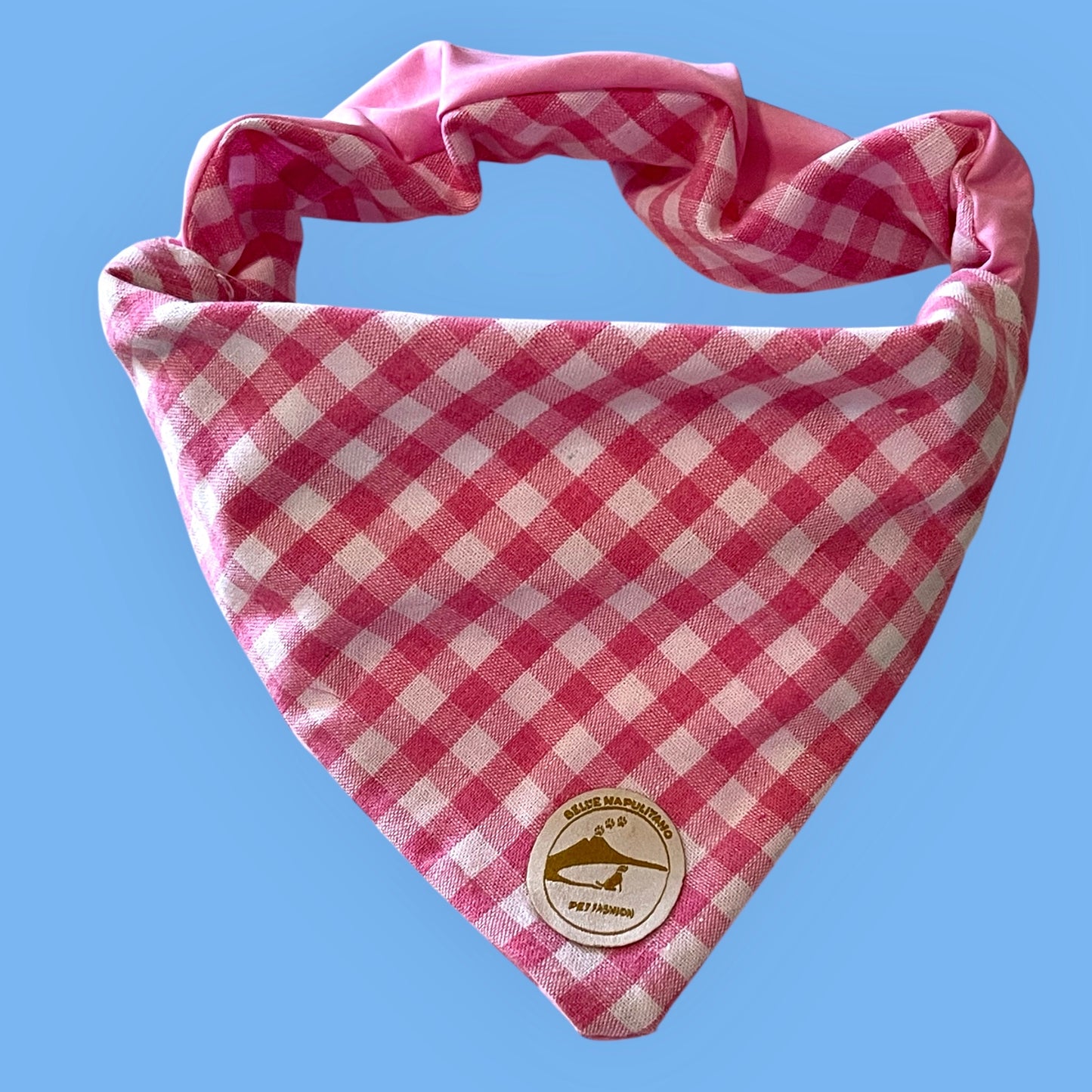 Bandana per Cani Rosa a Quadretti Double-Face e Personalizzata