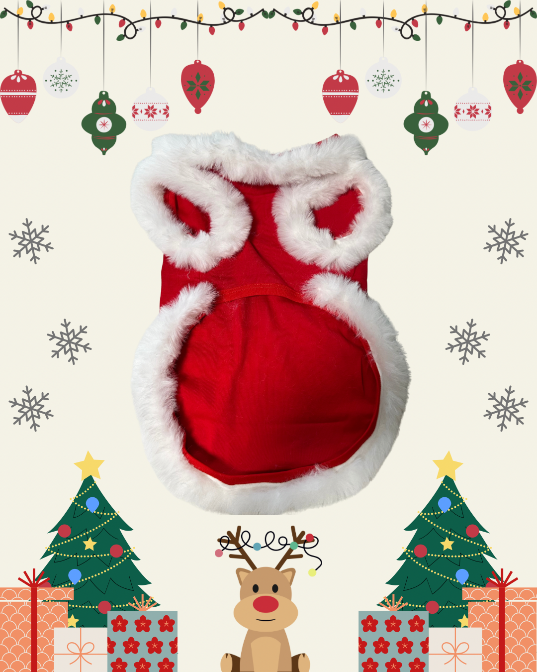 Maglia natalizia stile Babbo Natale con scritta stampata: “ Natale è amore e.. croccantini!”